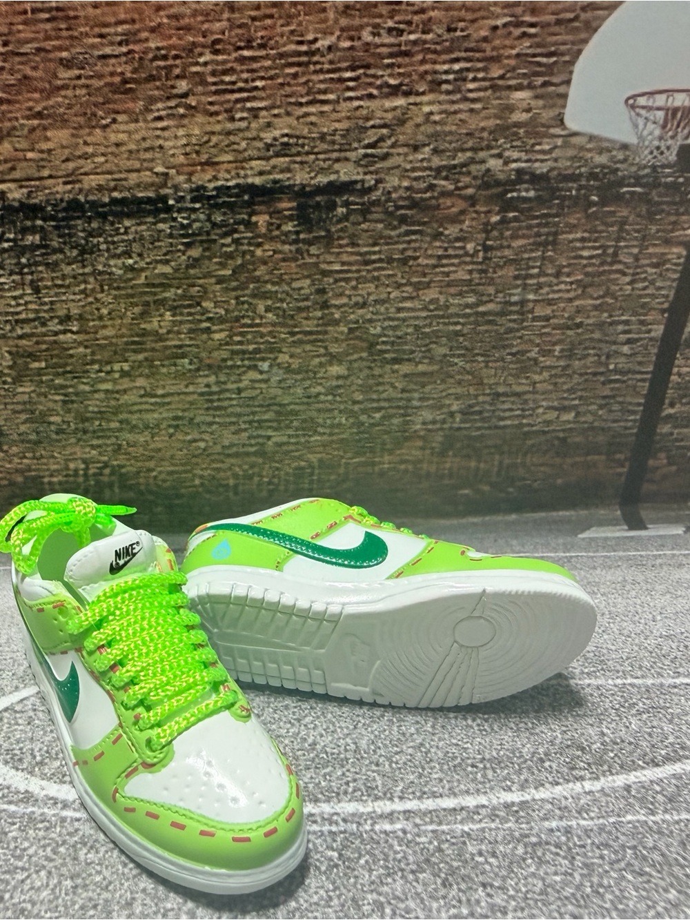 Nike White Sneakers with Neon Green Accents Mini Collectible